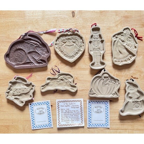 Lot 8 Vintage Cookie Molds Brown Bag Cookie‎ Art + Hartstone Holiday Designs